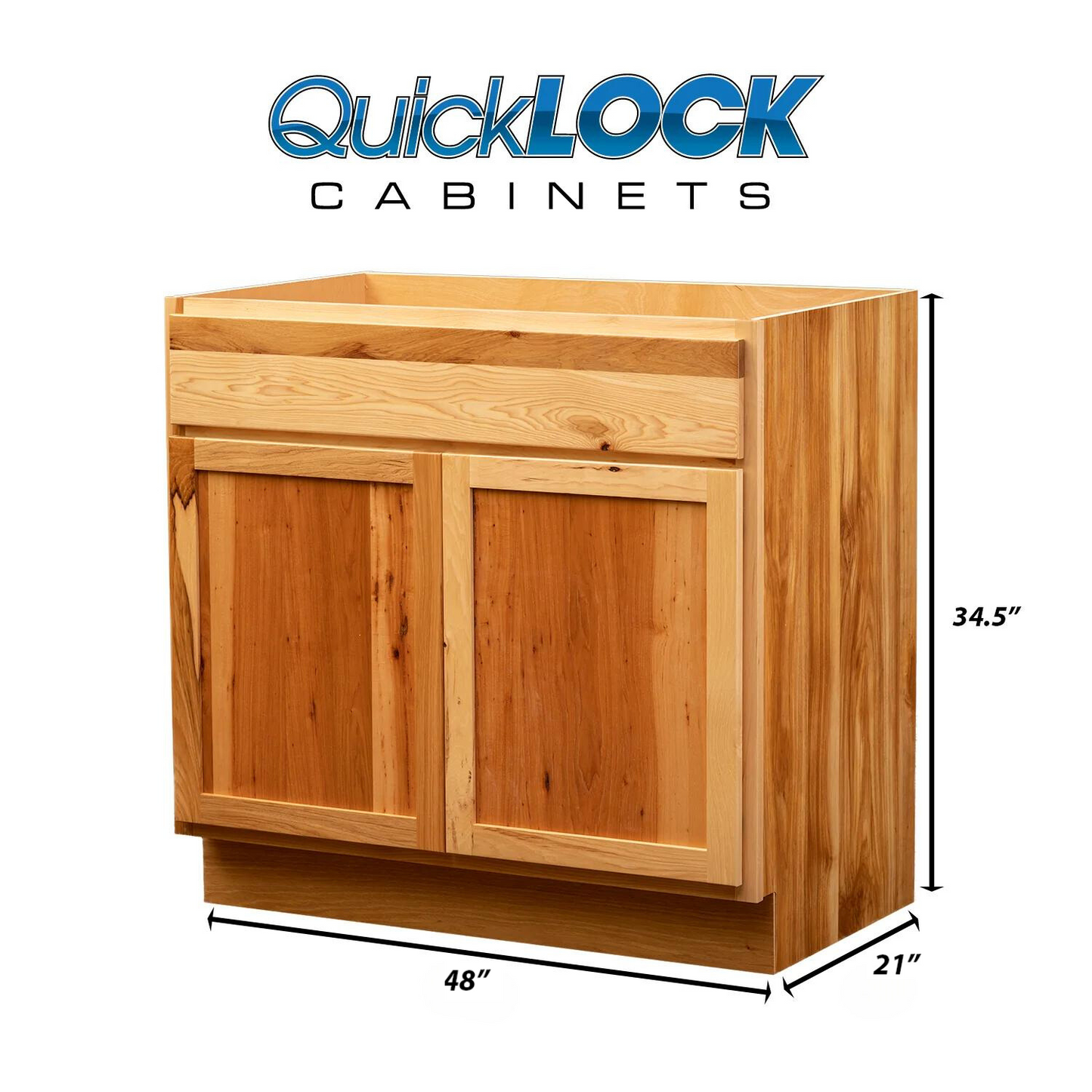 Quicklock RTA (Ready-to-Assemble) Rustic Hickory Vanity Base Cabinet- 48"W x (31.5", 34.5"H)