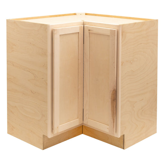 Quicklock Raw Maple Easy Reach Corner Base Cabinet- 36"W x 34½"H x 24"D