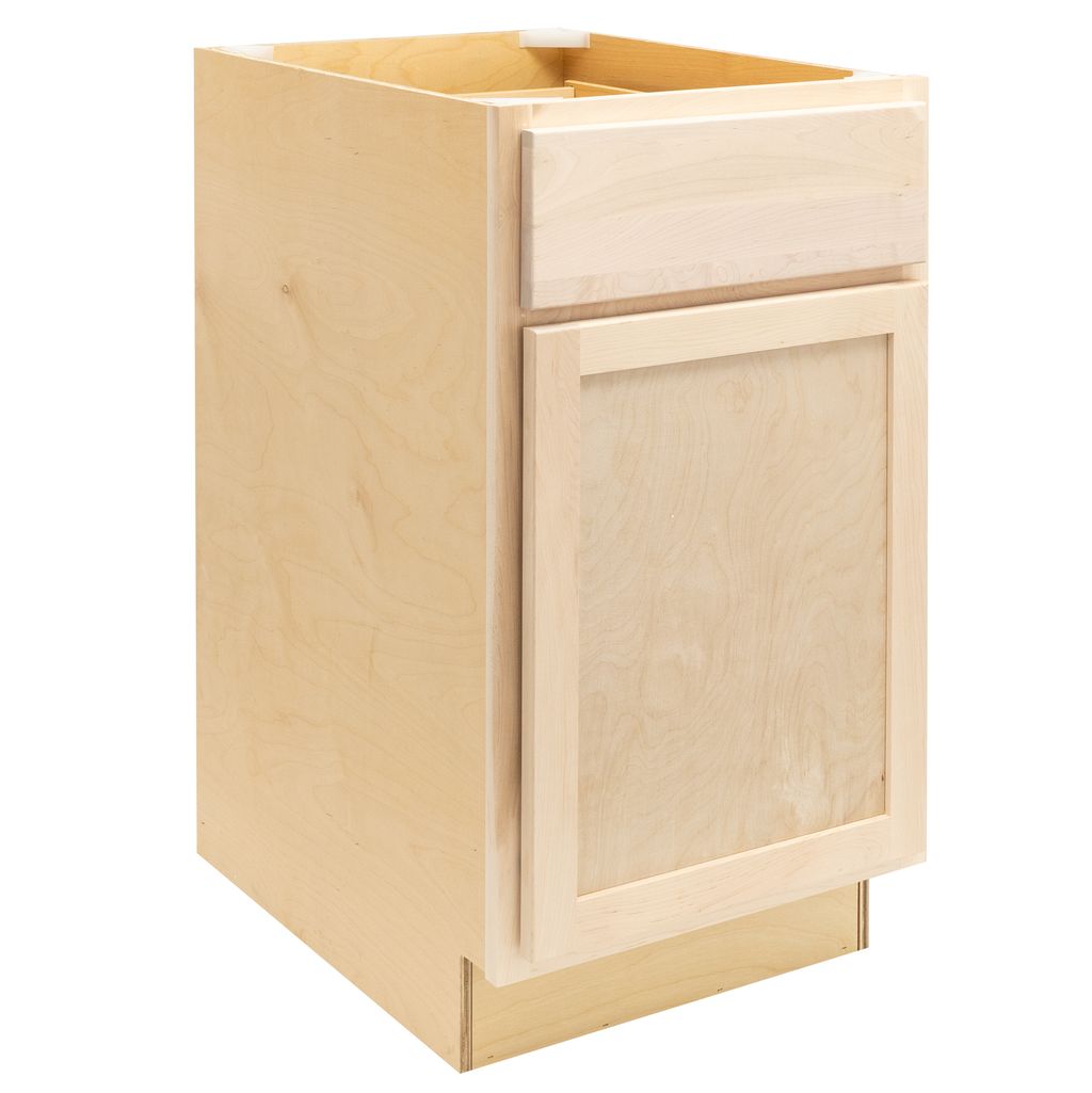 Quicklock Raw Maple Base Cabinet - Single Door (12", 15", 18", 21", 24"W)