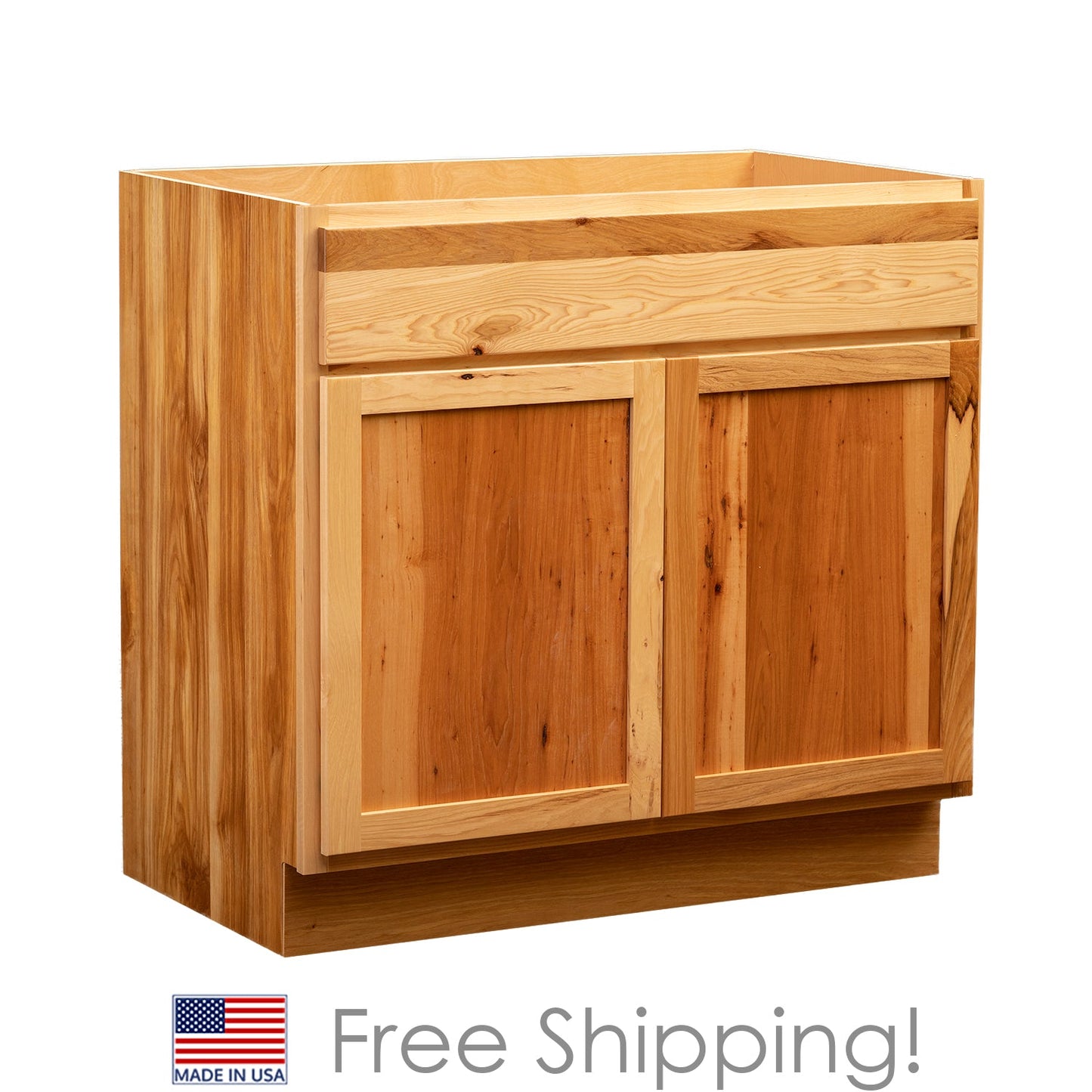 Quicklock RTA (Ready-to-Assemble) Rustic Hickory Vanity Base Cabinet- 48"W x (31.5", 34.5"H)