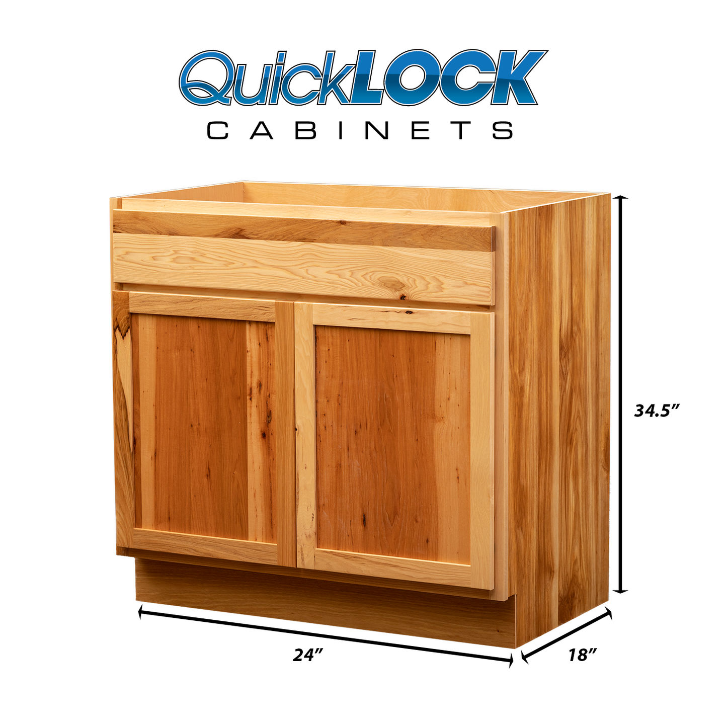 Quicklock Rustic Hickory Vanity Base Cabinet- 24"W