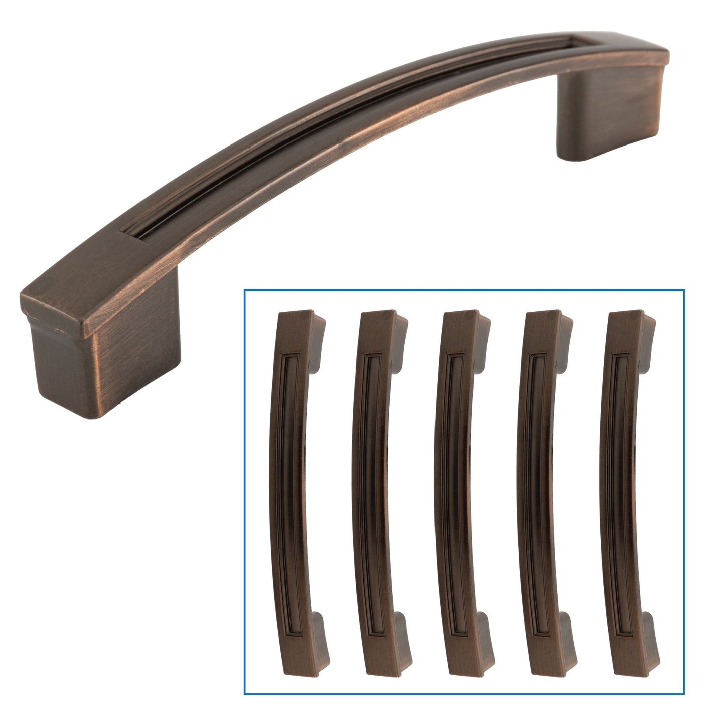 Quicklock 3 3/4" Weathered Copper Modern Drawer Pull & Cabinet Handle