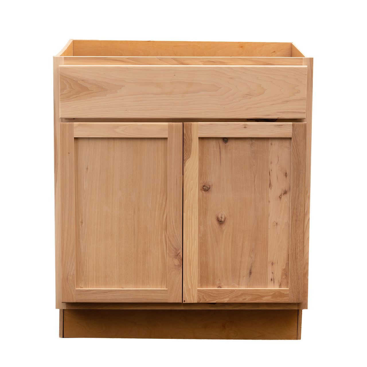 Quicklock RTA (Ready-to-Assemble) Raw Hickory Base Cabinet- Double Door (30", 36"W)
