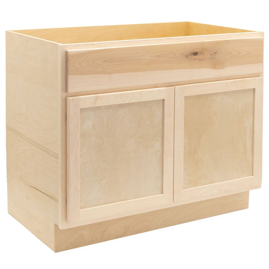 Quicklock RTA (Ready-to-Assemble) Raw Maple Sink Base Cabinet- 36"W x 34½"H x 24"D