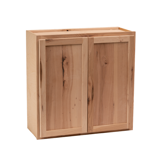 Quicklock  Raw Hickory Wall Cabinet- Double Door 30"H x (30", 36"W)