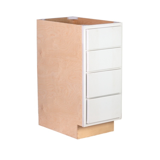 Quicklock RTA (Ready-to-Assemble) Pure White 4 Drawer Base Cabinet (18", 24"W)