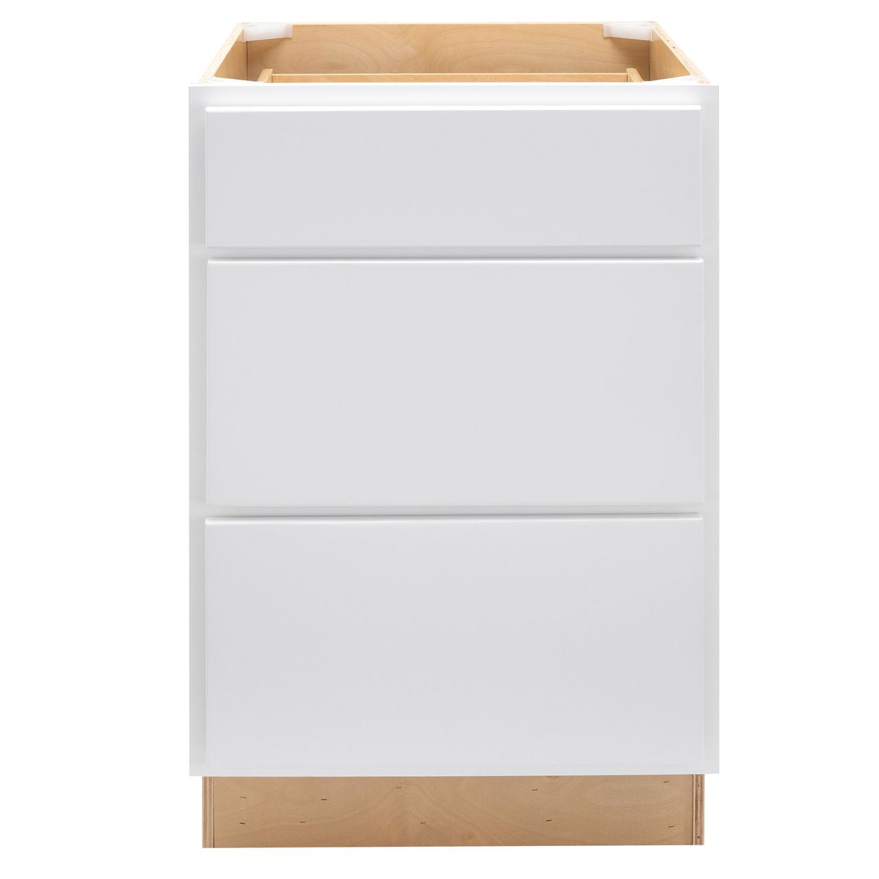 Quicklock Pure White 3 Drawer Pots and Pans Base Cabinet- Medium (18", 21", 24"W)