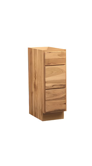 Quicklock Raw Hickory Vanity Base Drawers