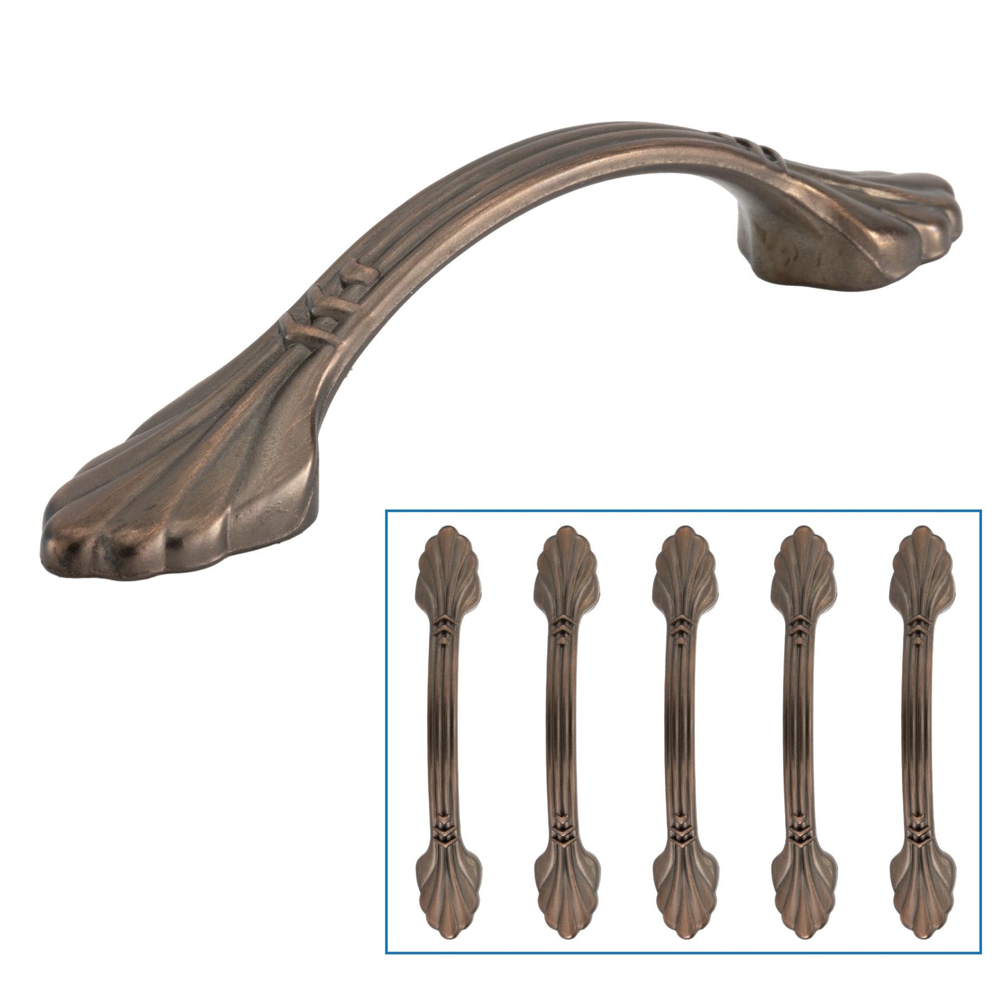 Quicklock 3" Weathered Copper with Center Arch Drawer Pull & Cabinet Handle