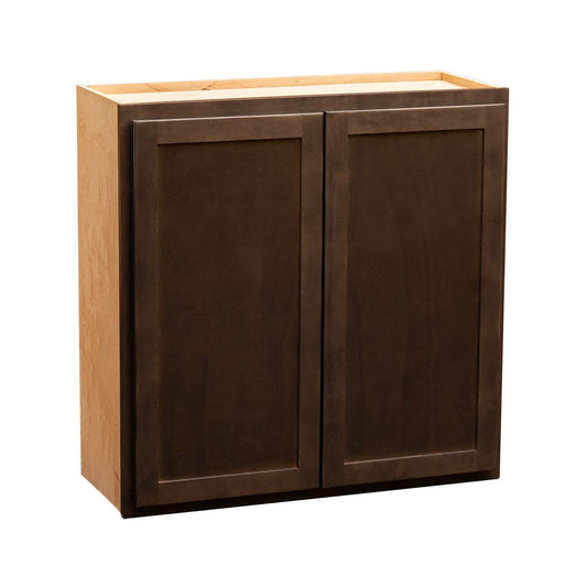 Quicklock RTA (Ready-to-Assemble) Espresso Stain Wall Cabinet- Large 30"H x (27", 30", 33", 36"W)