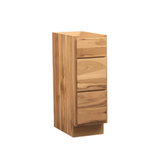 Quicklock Raw Hickory Vanity Base Drawers