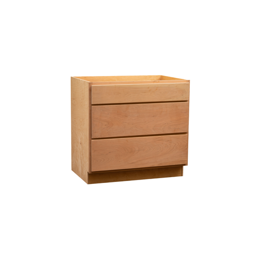 Quicklock Raw Cherry 3 Drawer Base Cabinet