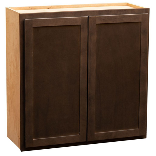 Quicklock Espresso Stain Wall Cabinet - Double Door