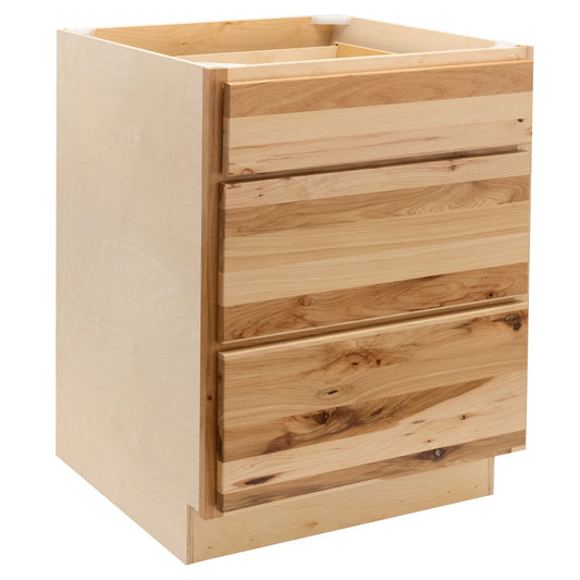 Quicklock Rustic Hickory 3 Drawer Vanity Base Drawers Cabinet- 12"W