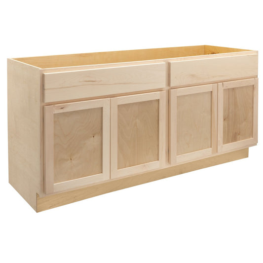 Quicklock RTA (Ready-to-Assemble) Raw Maple Vanity Base Cabinet No Back- 60"W