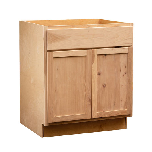 Quicklock Raw Hickory Base Cabinet- Double Door (30", 36"W)