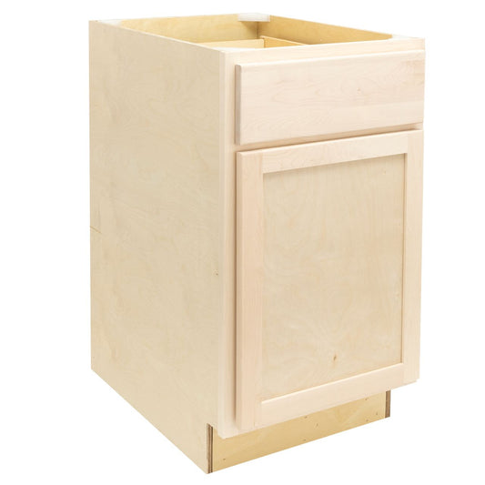 Quicklock RTA (Ready-to-Assemble) Raw Maple Waste Basket Base Cabinet - 18"W x 34½"H x 24"D