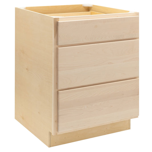 Quicklock Raw Maple 3 Drawer Vanity Base Drawers Cabinet- 12"W