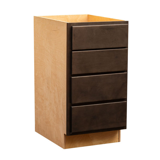 Quicklock  Espresso Stain 4 Drawer Base Cabinet- (18", 24"W)