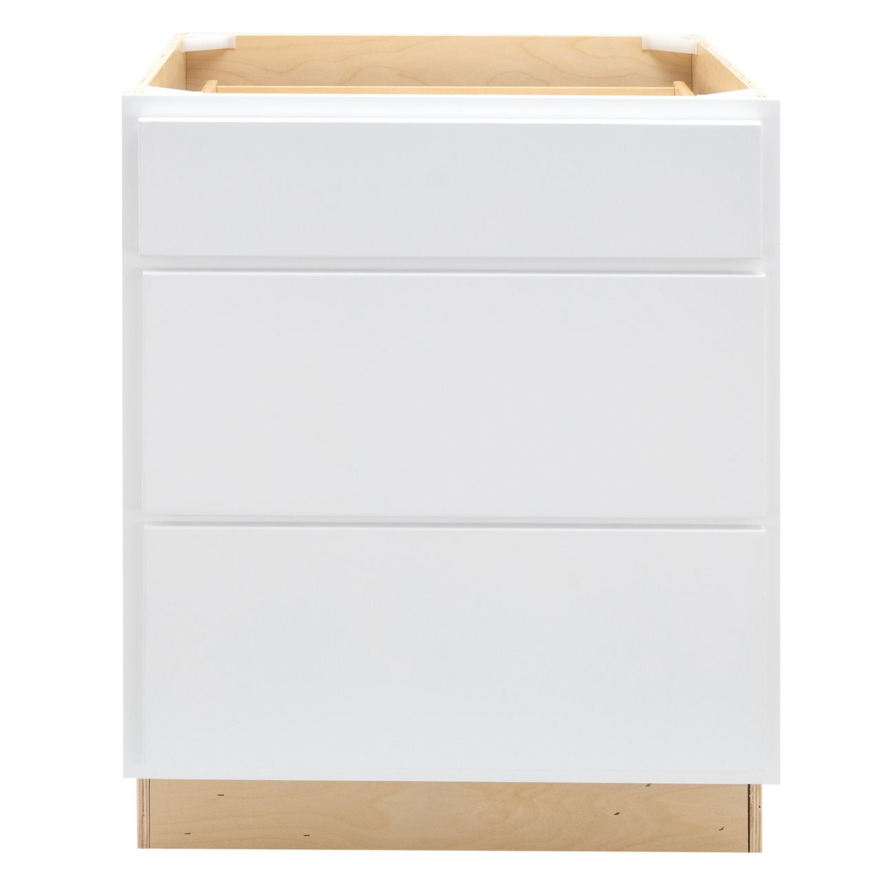 Quicklock RTA (Ready-to-Assemble) Pure White 3 Drawer Pots and Pans Base Cabinet- Large (30", 36"W)