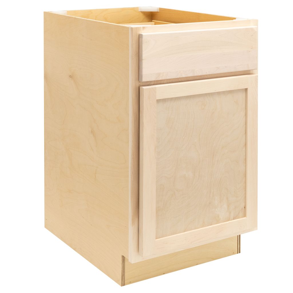 Quicklock Raw Maple Base Cabinet - Single Door (12", 15", 18", 21", 24"W)