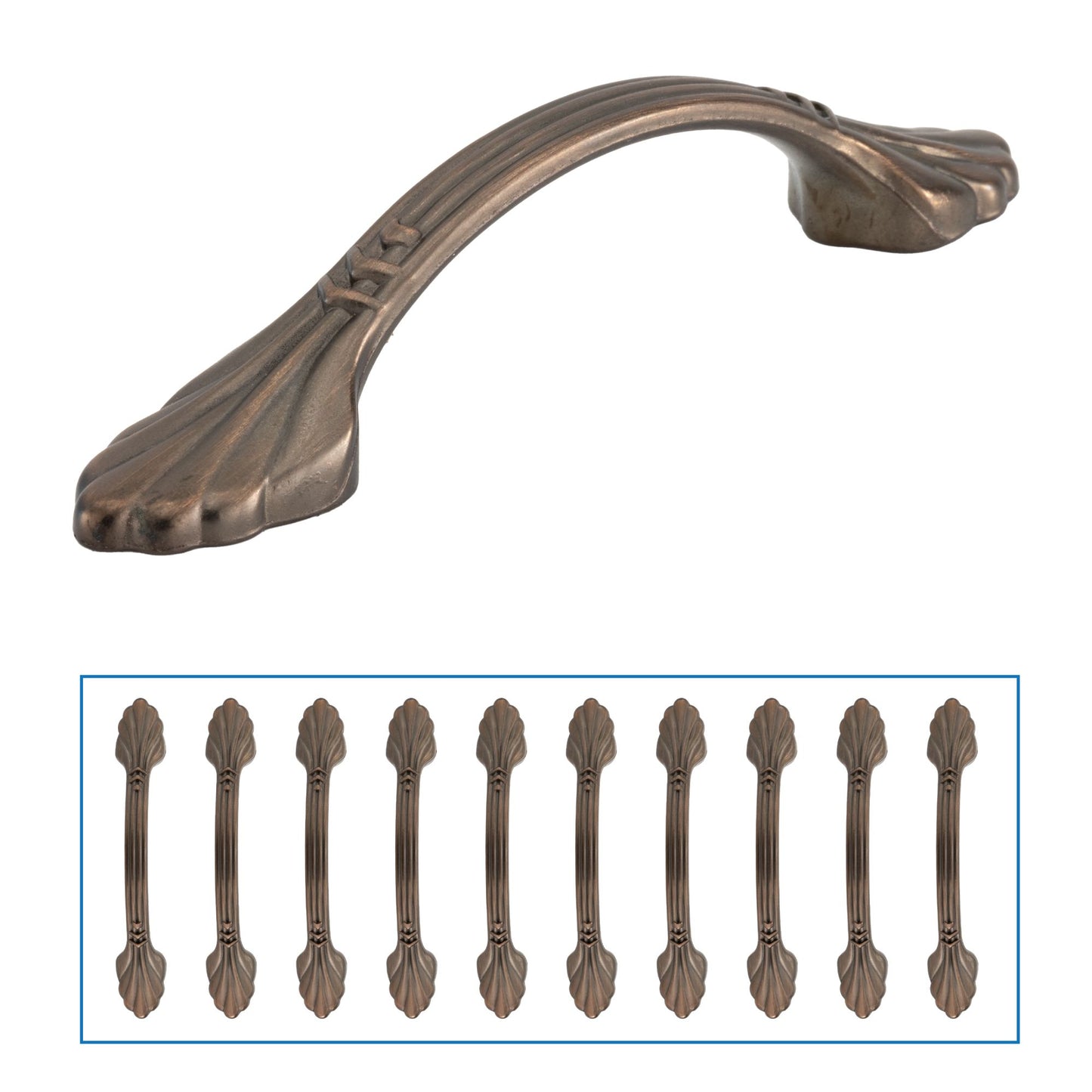 Quicklock 3" Weathered Copper with Center Arch Drawer Pull & Cabinet Handle