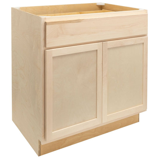 Quicklock RTA (Ready-to-Assemble) Raw Maple Base Cabinet - Double Door (27". 30", 33", 36"W)