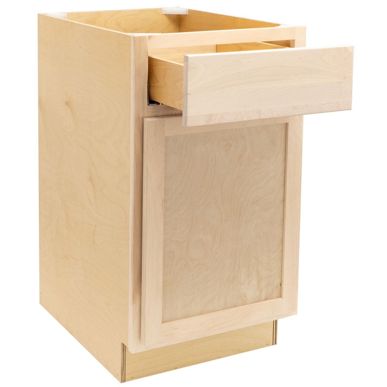 Quicklock Raw Maple Base Cabinet - Single Door (12", 15", 18", 21", 24"W)