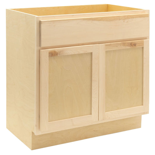 Quicklock RTA (Ready-to-Assemble) Raw Maple Vanity Base Cabinet- 30"W