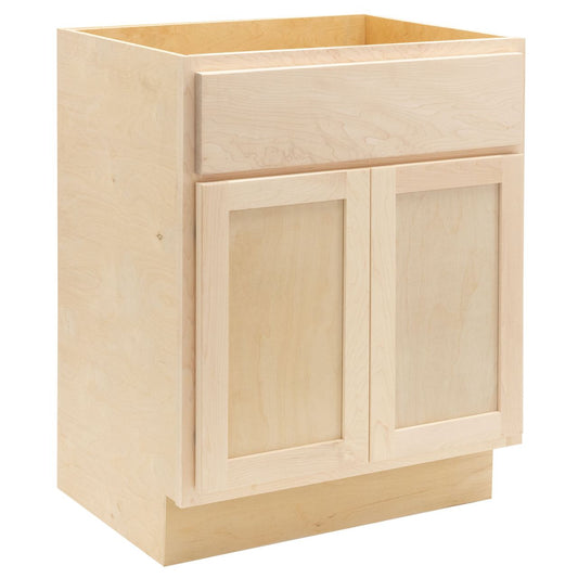 Quicklock RTA (Ready-to-Assemble) Raw Maple Vanity Base Cabinet- 24"W