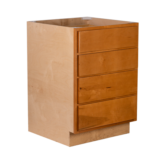 Quicklock RTA (Ready-to-Assemble) Provincial Stain 4 Drawer Base Cabinet (18", 24"W)