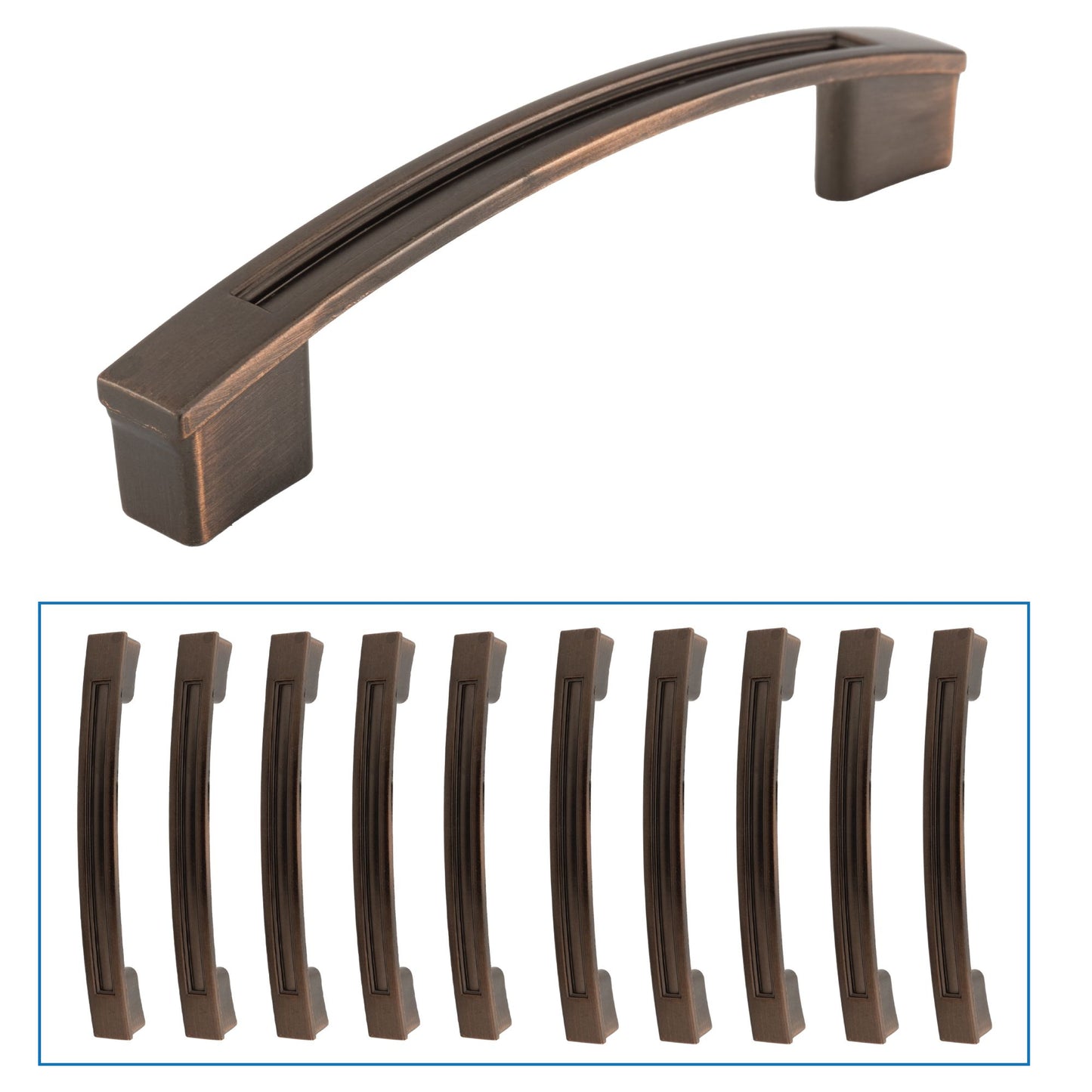 Quicklock 3 3/4" Weathered Copper Modern Drawer Pull & Cabinet Handle