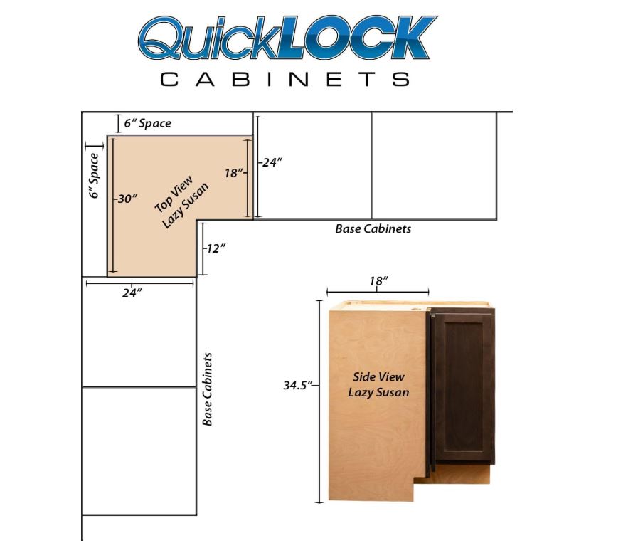 Quicklock Raw Hickory Lazy Susan Cabinet