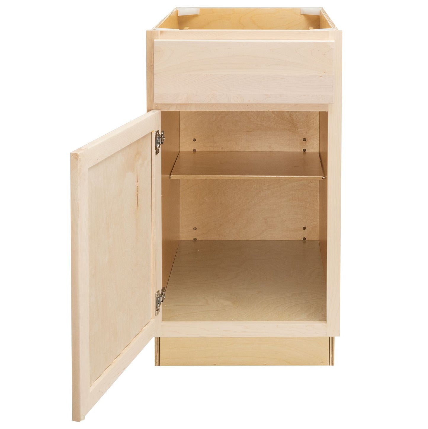 Quicklock Raw Maple Base Cabinet - Single Door (12", 15", 18", 21", 24"W)