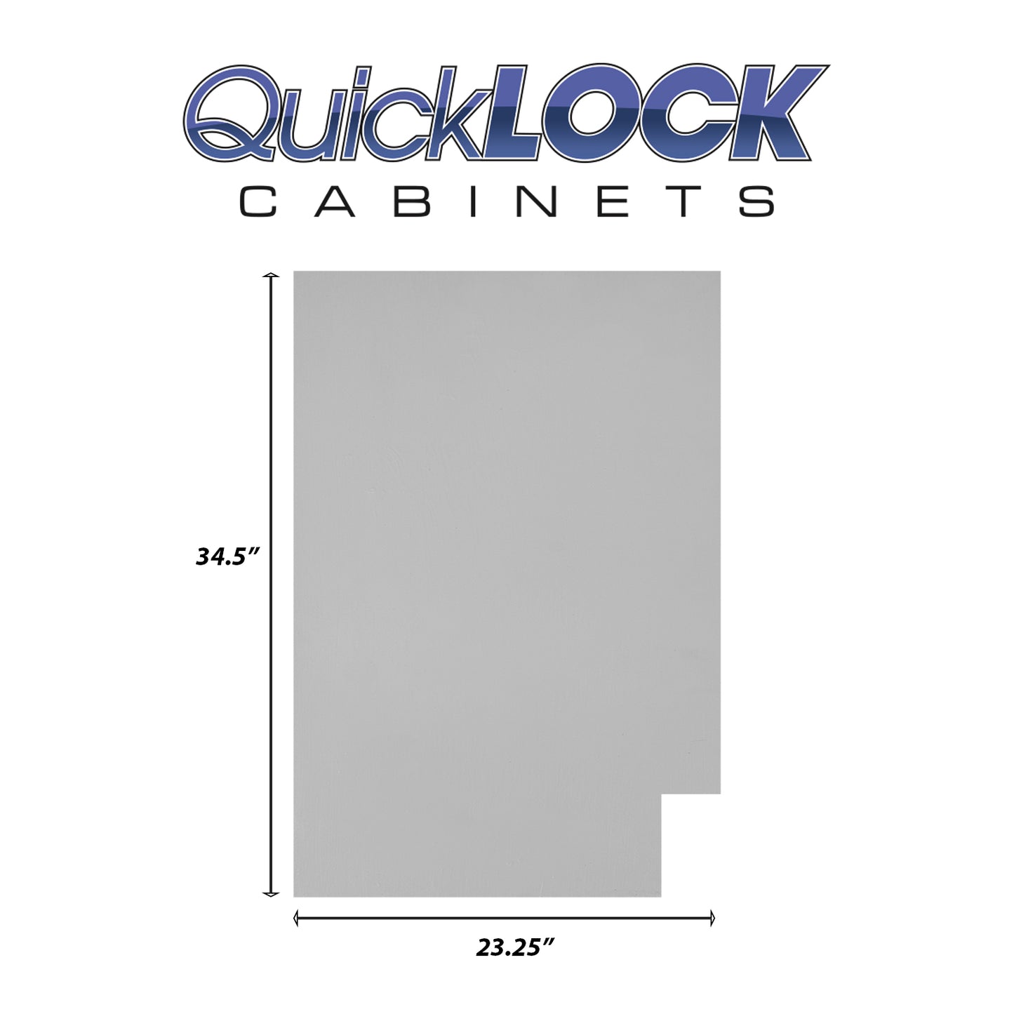 Quicklock RTA (Ready-to-Assemble) Magnetic Gray .25"X23.25"X34.5" End Panel - Left Side